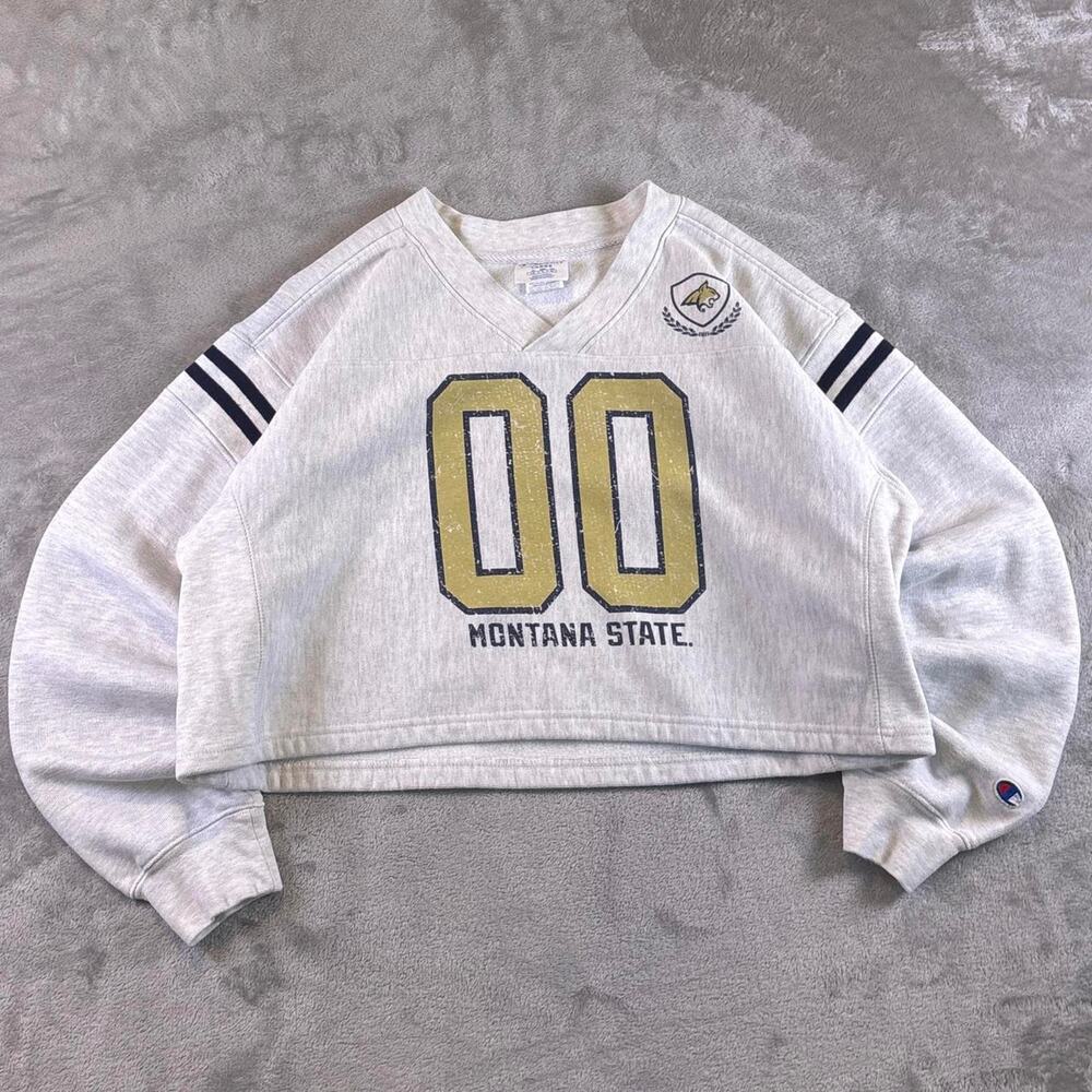 Vintage Champion Reverse Weave Montana State Crop Sweatshirt Women’s Large